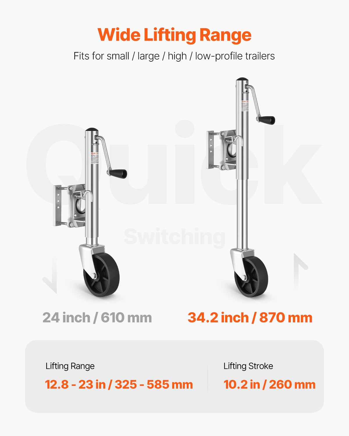 Trailer Jack With Wheel, 1000 Lbs Load Capacity, Heavy Duty Swivel Boat