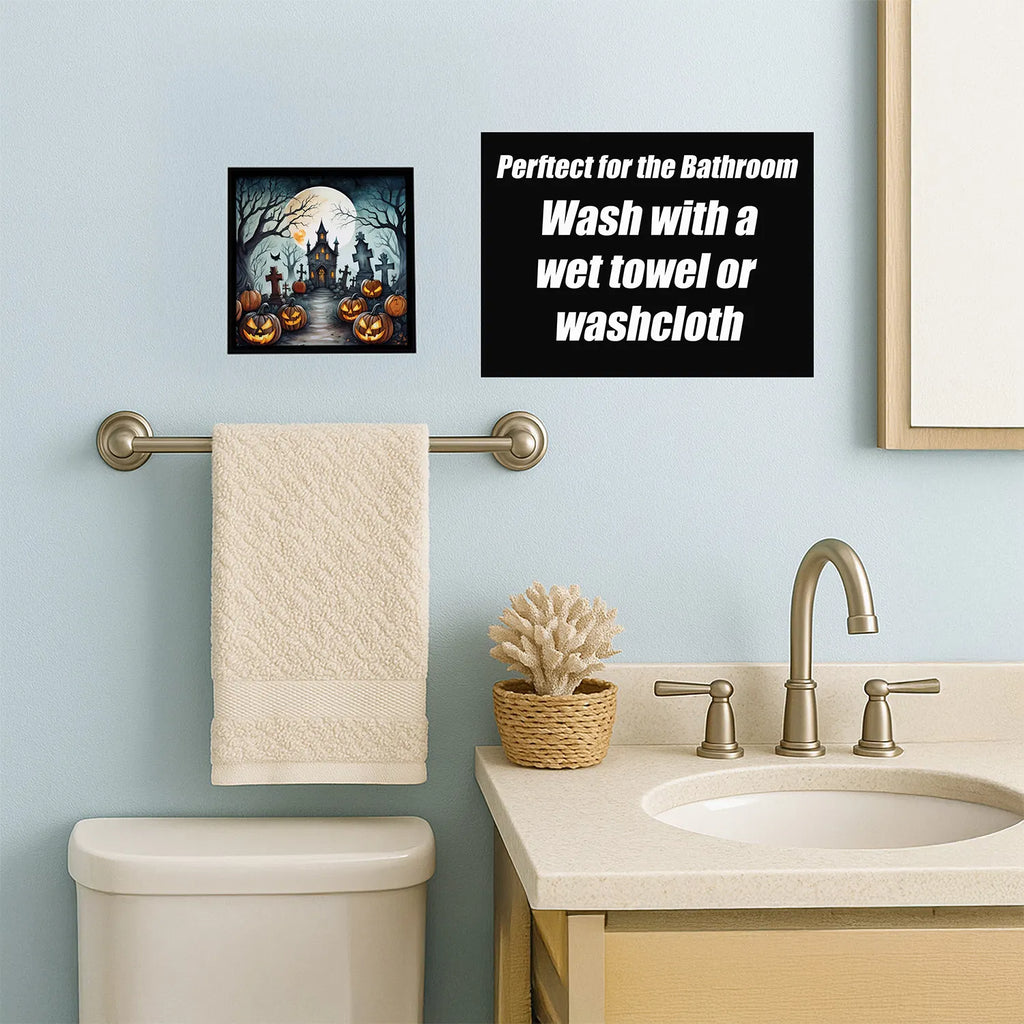 Graveyard Spooky Halloween Framed Metal Print Bathroom, Kitchen, Office