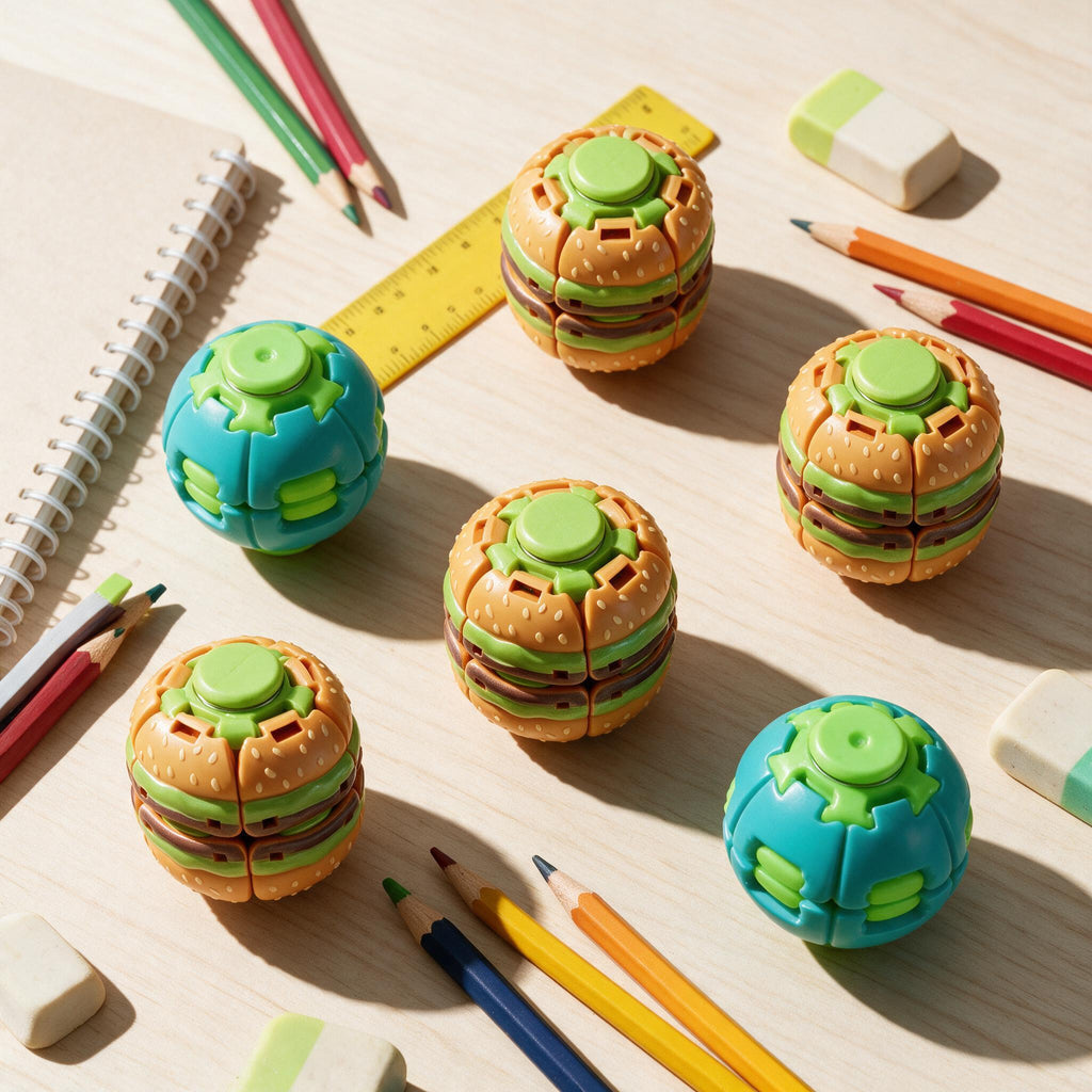Burger Push-spinner Multi-pack, Press-to-spin Fidget Toy, Novelty