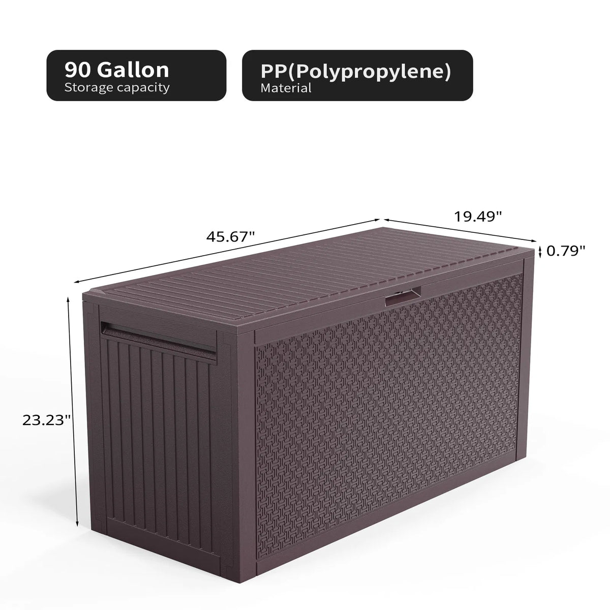 90gal Outdoor Garden Plastic Storage Deck Box Chest Tools Cushions Toys