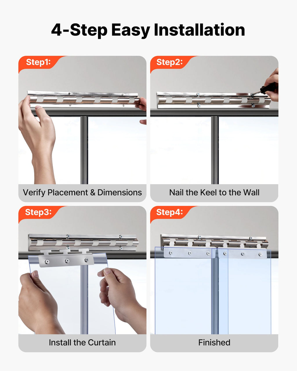 Clear PVC Strip Curtain, 84 In Height X 60 In Width X 0.08 In Thickness