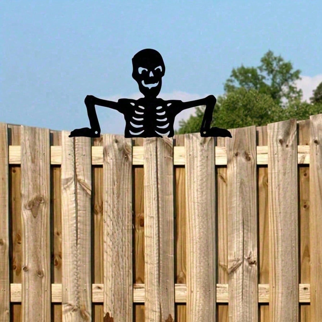 Gothic Metal Skull Silhouette Wall Plaque - Outdoor & Indoor Halloween