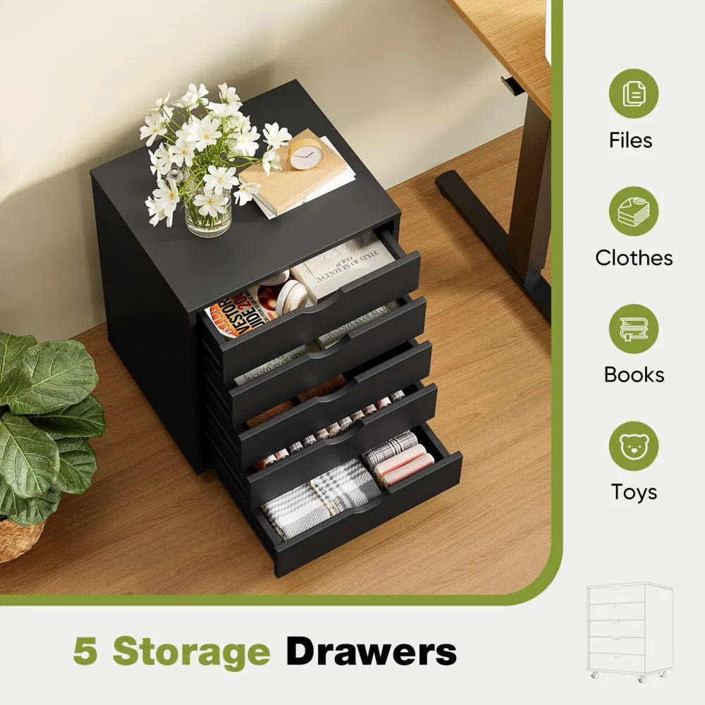 5 Drawerstoragecabinet With Wheels For Bedroom,home, Office