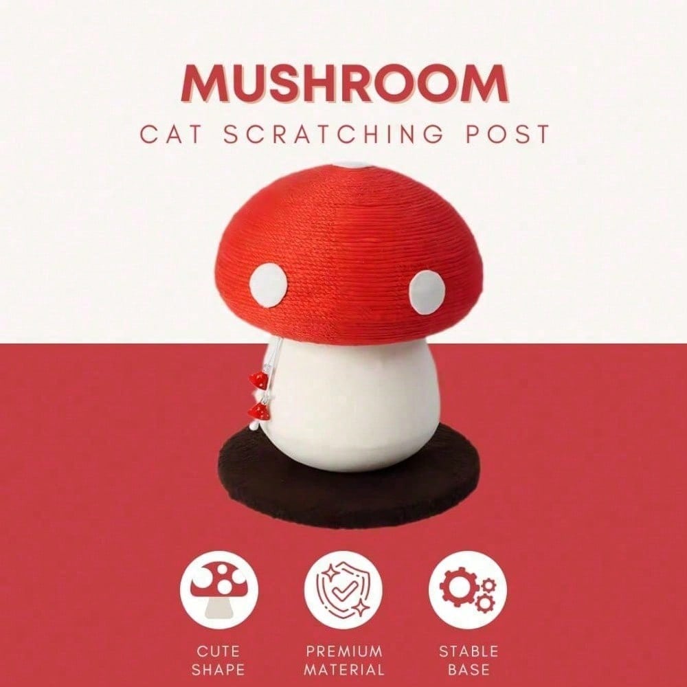 Mushroom Cat Scratching Post Unique Design, Sisal Wrapped, Ideal