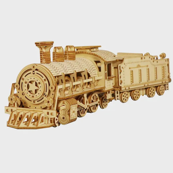 3D Wooden Puzzle Mechanical Train Model Kits Brain Teaser Puzzles