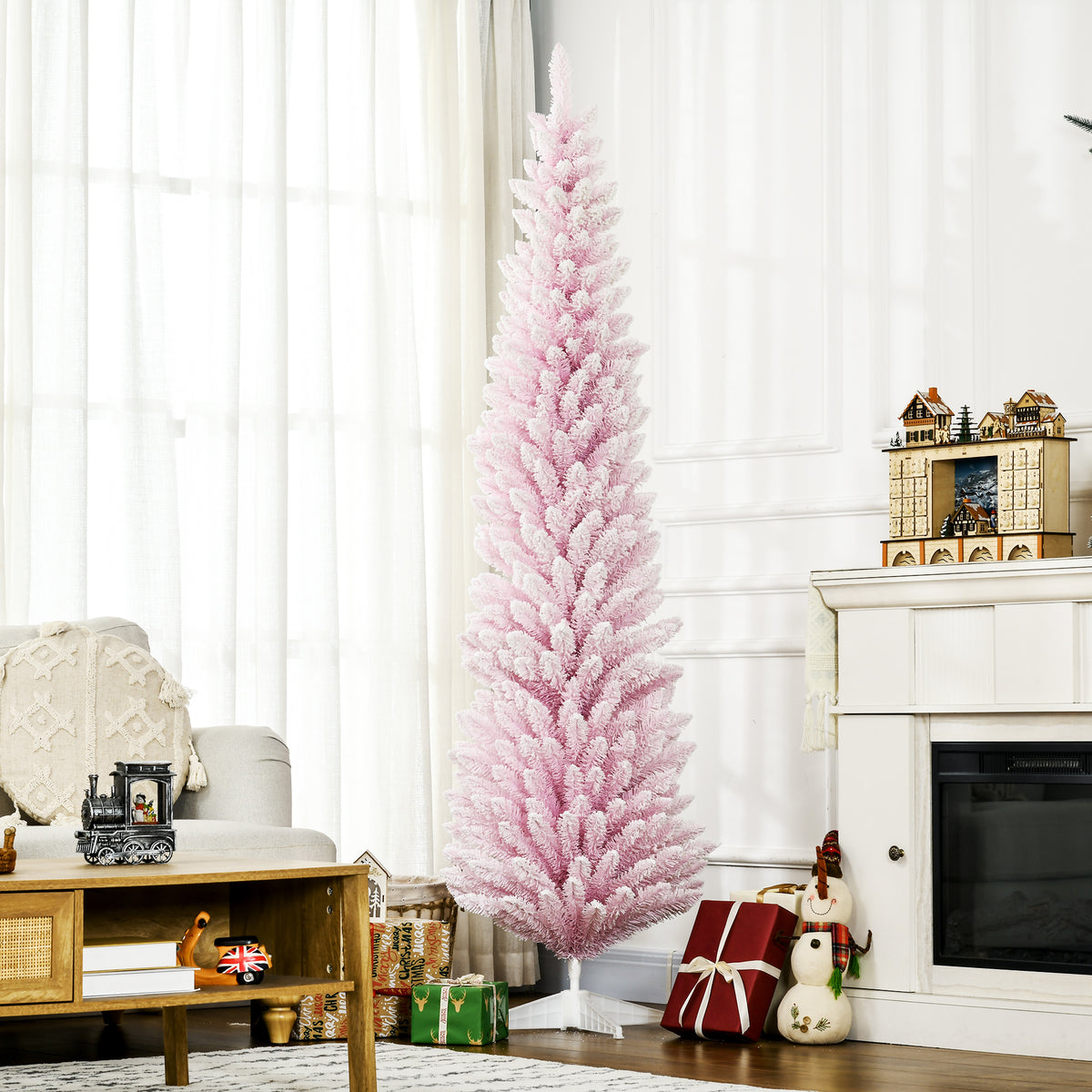 7 Decorated Christmas Tree Snow Flocked Artificial Christmas Tree