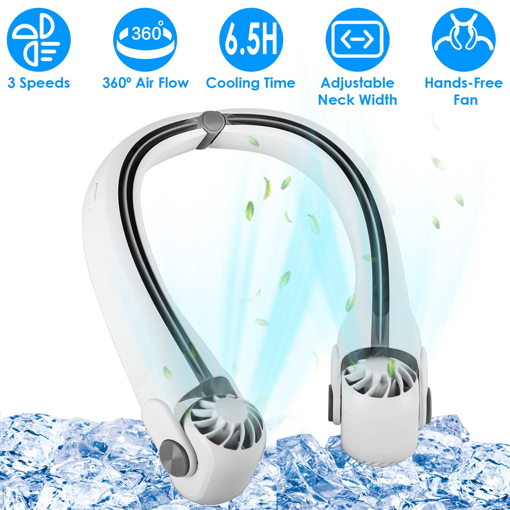 White-green Options -- 1Pc Portable Neck Hanging Fan Hands-free Cooling