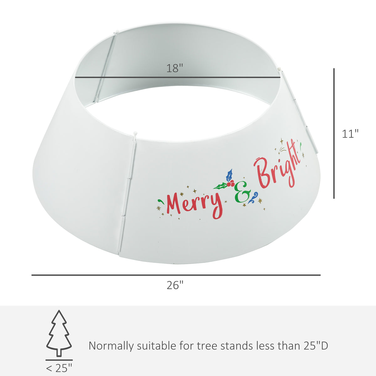 Steel Christmas Tree Collar, 26 in, Merry & Bright