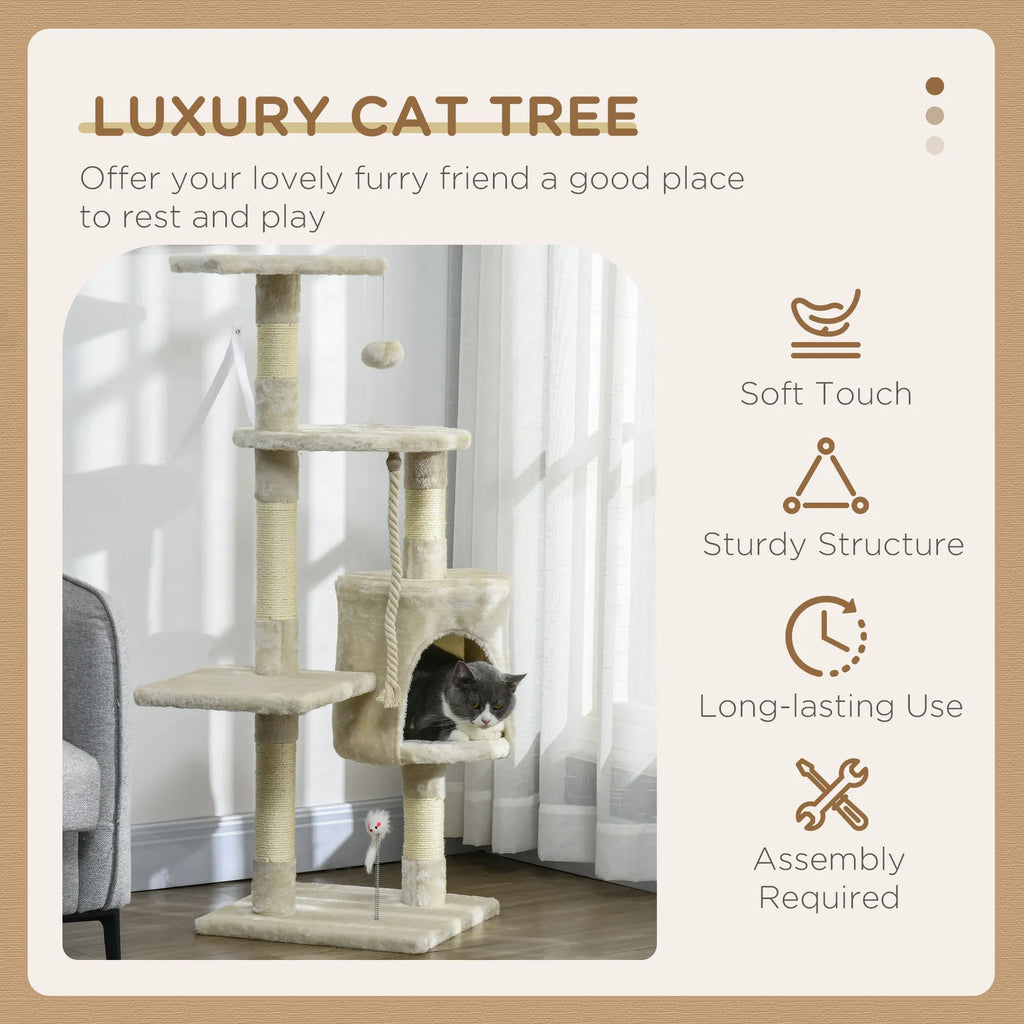 46" Scratching Cat Tree Multi Level Activity Center Kitty Condo