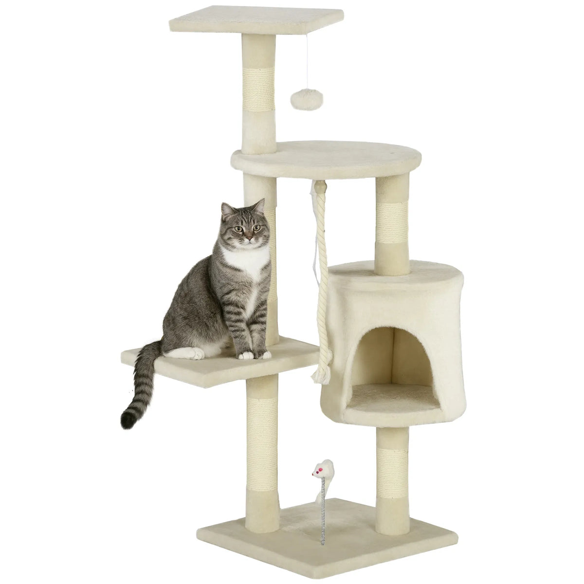 46" Scratching Cat Tree Multi Level Activity Center Kitty Condo