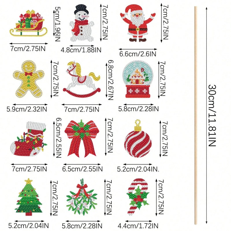 12 Sets Christmas Diamond Art Kits For Garden Decor Santa Claus Snowman