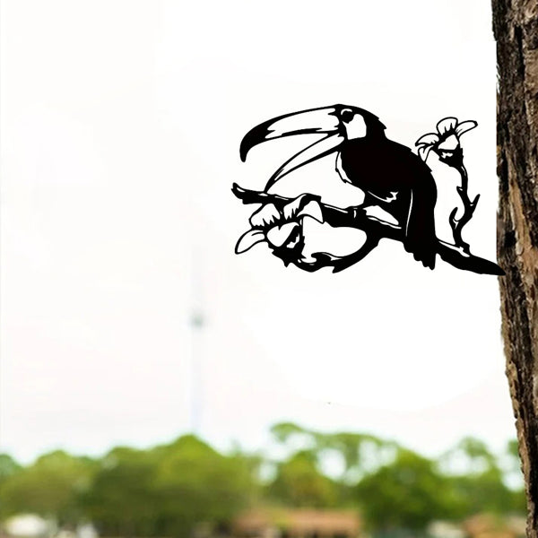 Elegant Vintage Butterfly And Bird Silhouette Garden Stakes Outdoor