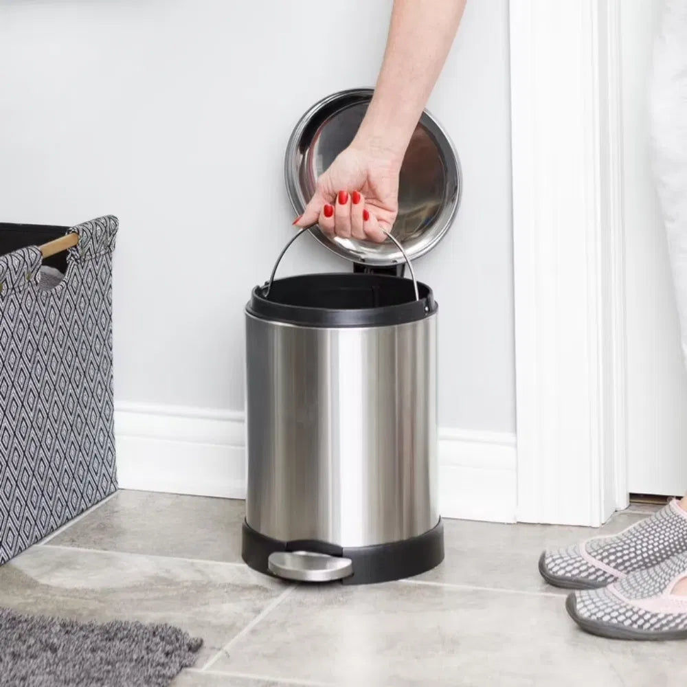 Bathroom Trash Can, 1.2 Gallon Stainless Steel Small Step Garbage Bin