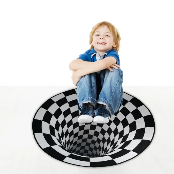 3D Visual Floor Area Mat Anti-slip Illusion Rug Doormat Round Living