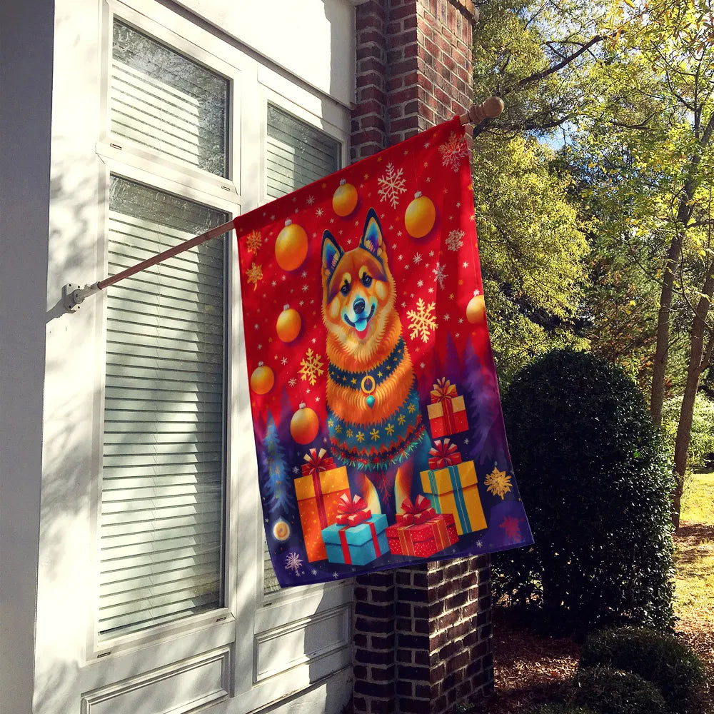 Finnish Spitz Holiday Christmas House Flag Large Porch Sleeve Pole