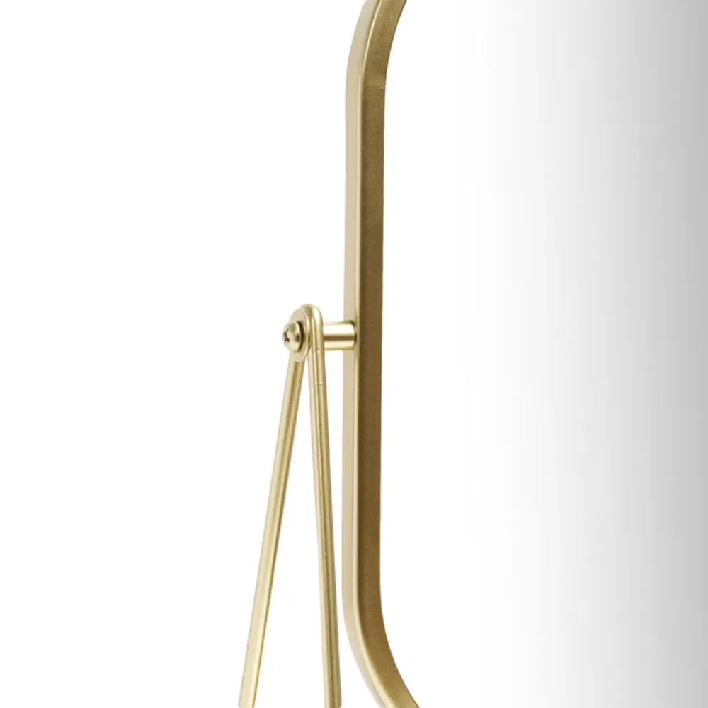 Round Edge Tabletop Easel Mirror With A Modern Gold Finish Vanity
