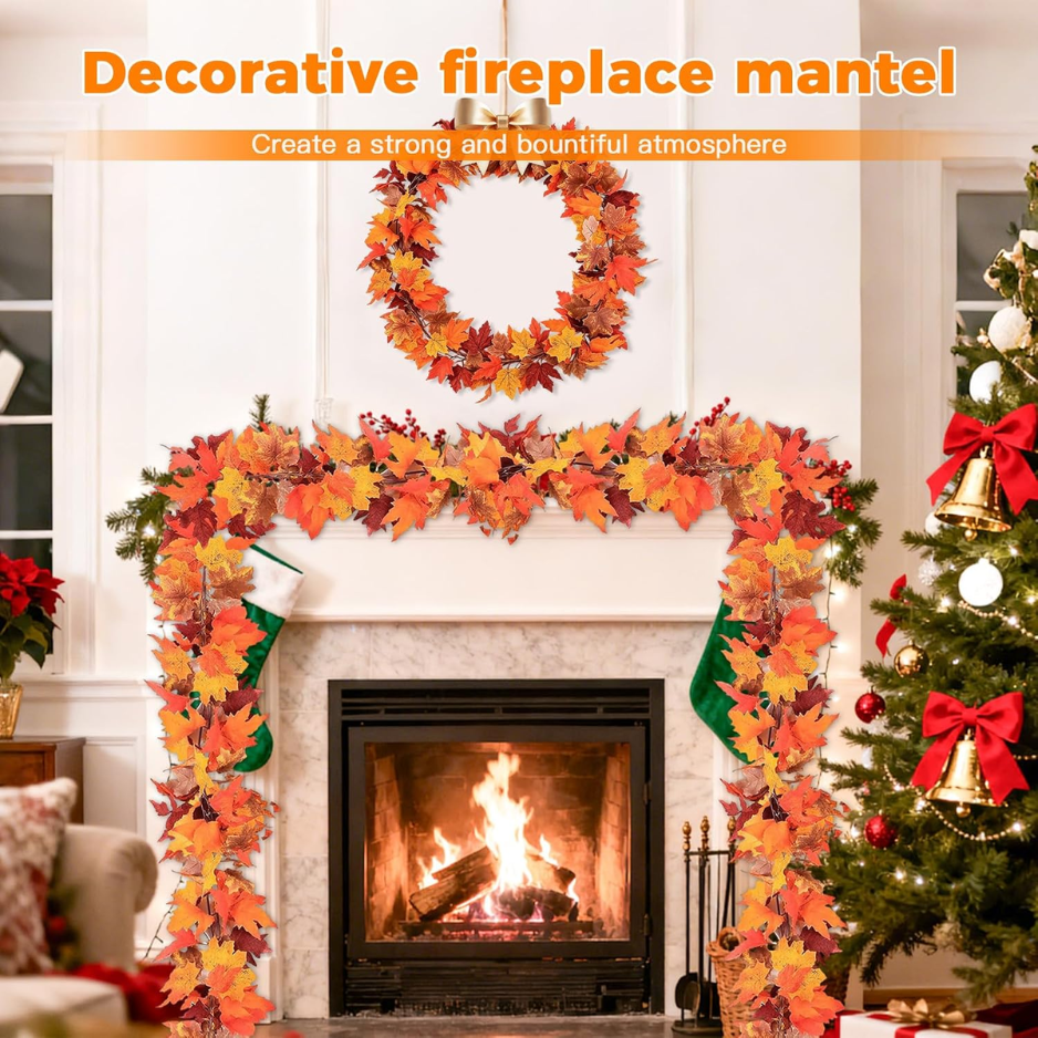 2 Pack Artificial Fall Leaf Garland, 5.9 Ft Autumn Decor