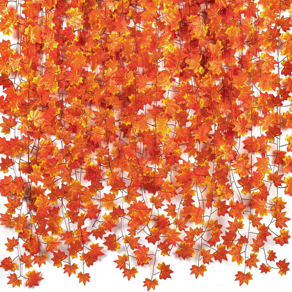 5 Pack Artificial Fall Leaf Garland, Autumn Maple Vine