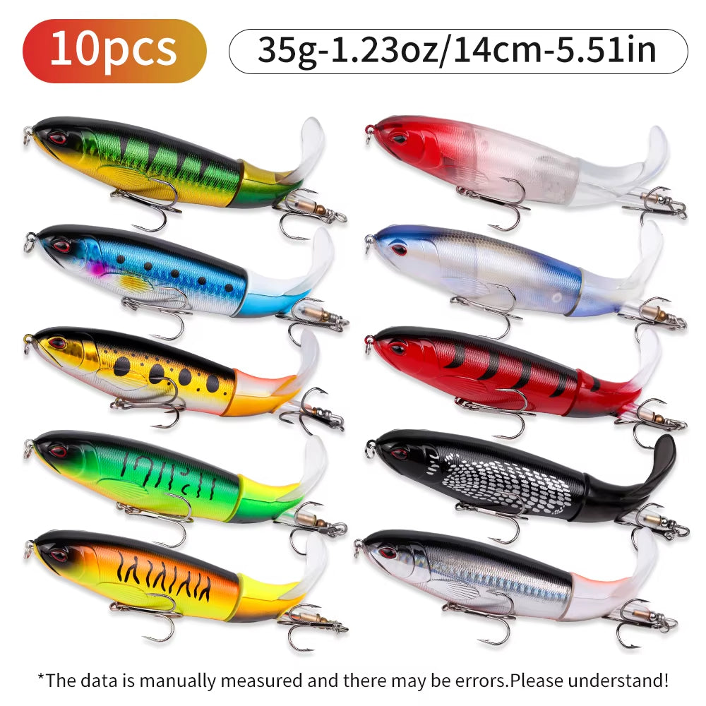 10-Piece Topwater Pencil Lure Set, 14 cm