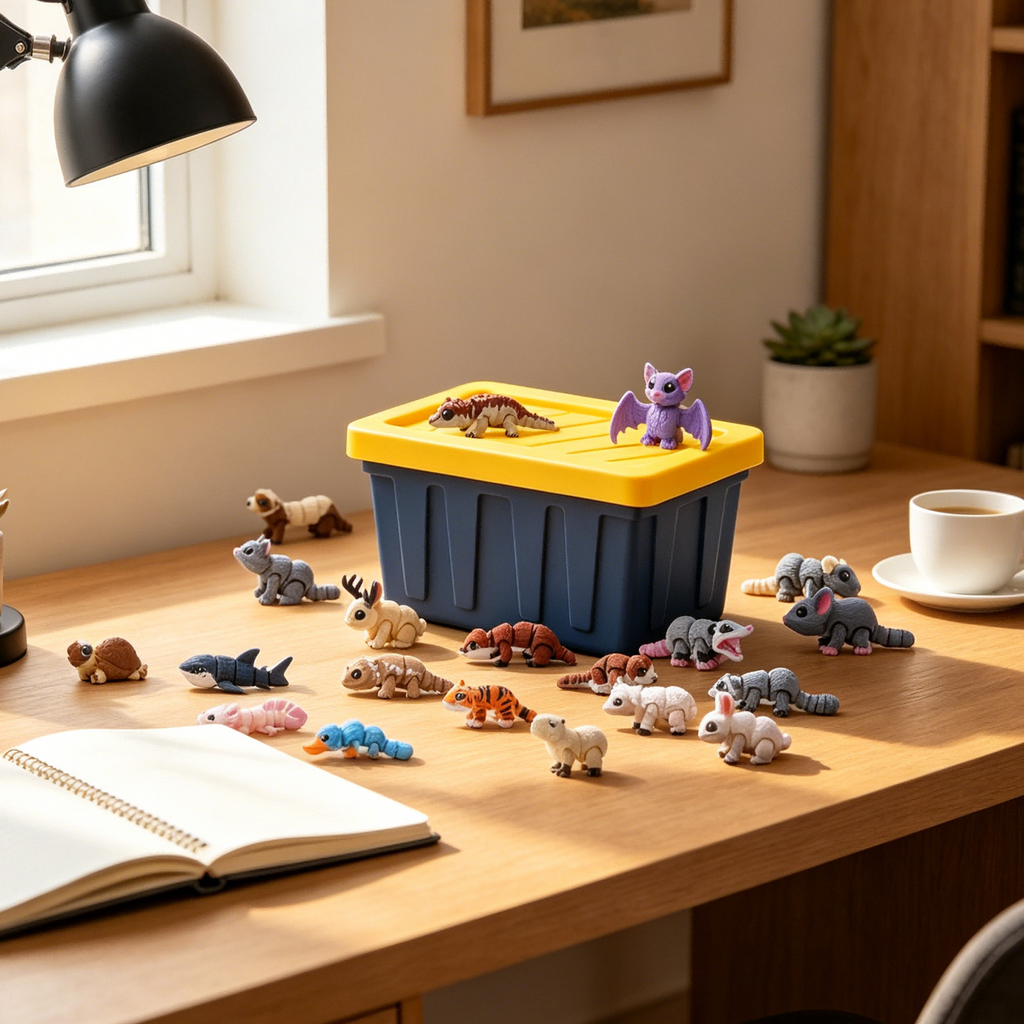 21PCS Mini Animal Figurines Set With Storage Box, 3D Printed