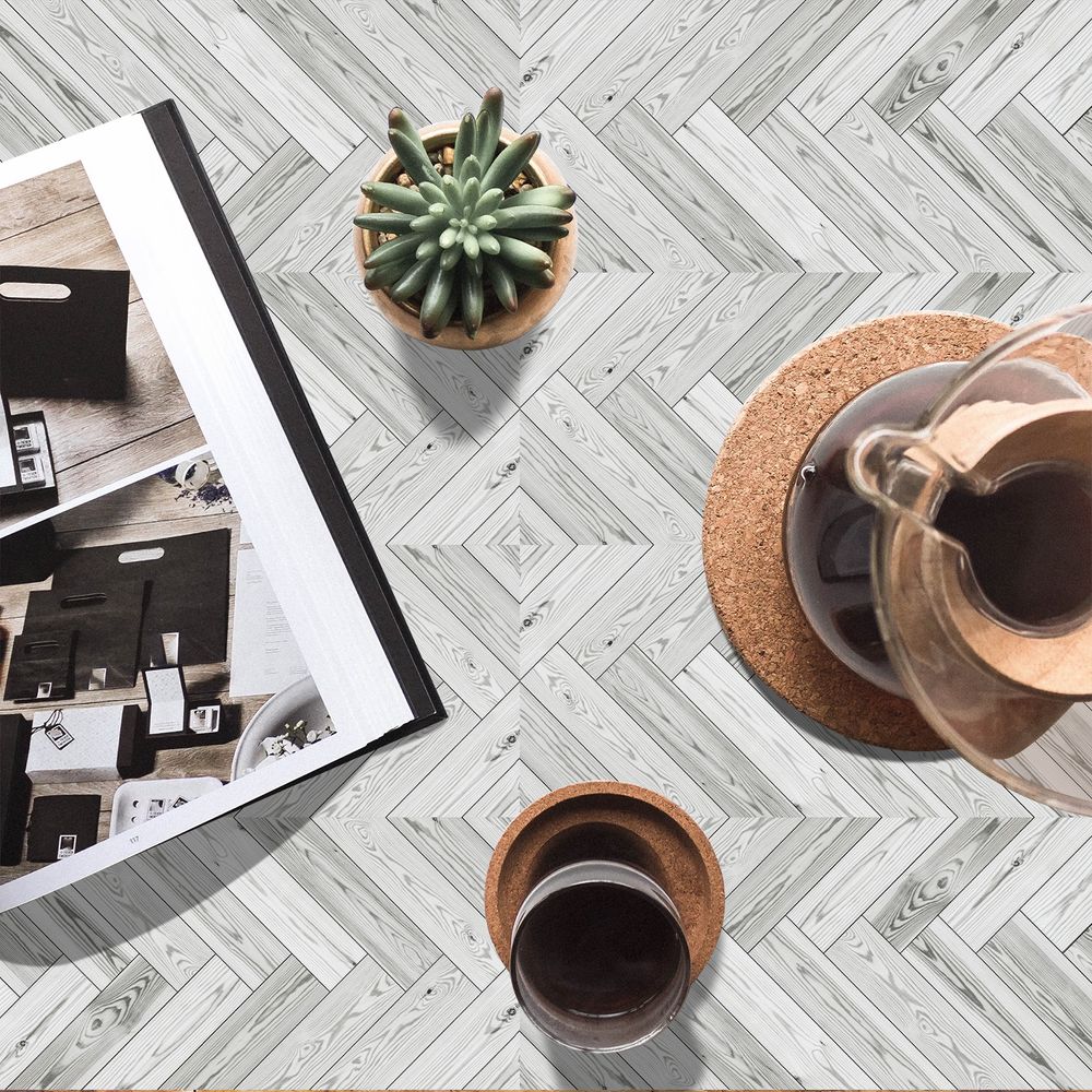 Gray Wood Grain Floor Tiles, Self-adhesive PVC Flooring, Waterproof