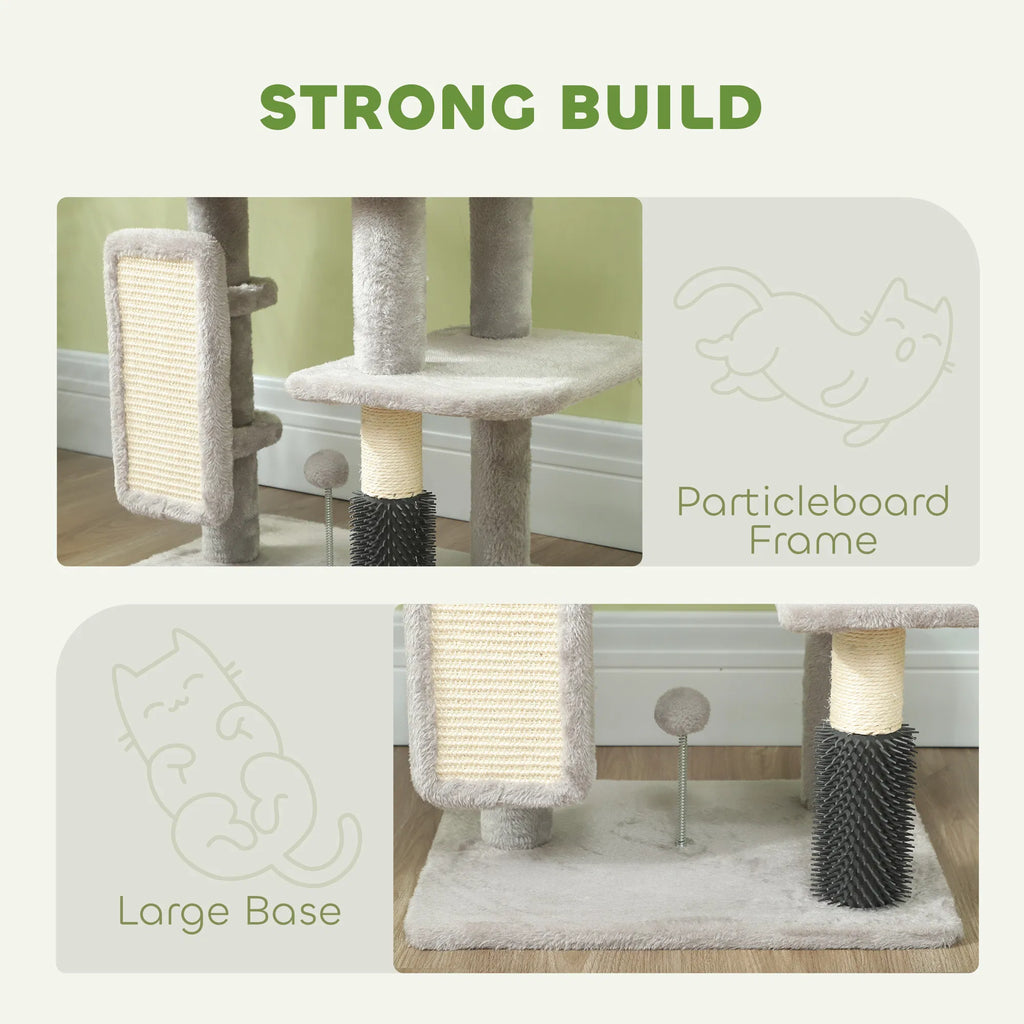 41 Inch Cat Tree With Scratching Posts, Cat Bed, Condo, Grooming Brush