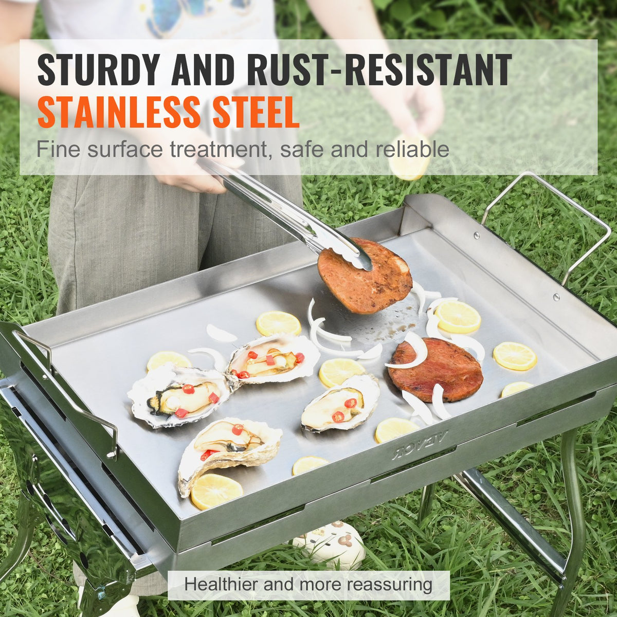 Stove Top Griddle, 23.5"x16" Pre-seasoned Stainless Steel Griddle