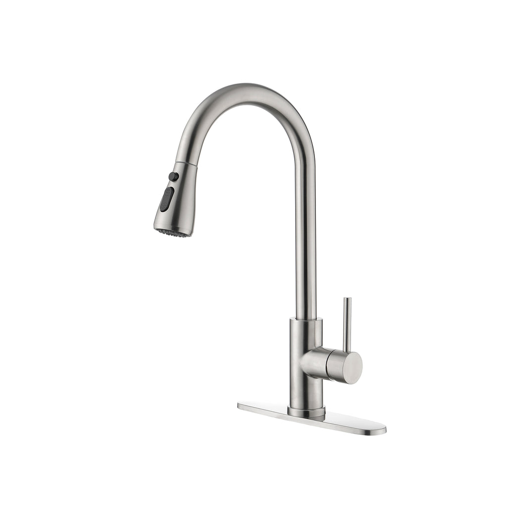 Single Handle High Pull Out Kitchen Faucet, Single-stage Stainless