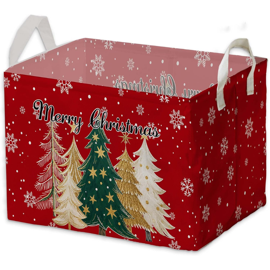 Classic Tree Snowman Christmas Storage Baskets, Empty Gift Baskets
