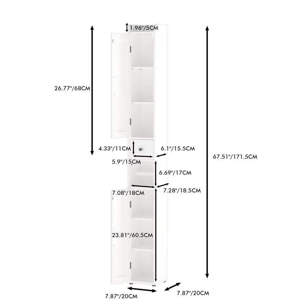 BathroomStorageCabinet,67.51" Tall Narrow Freestanding