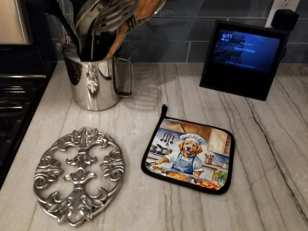 Golden Retriever The Chef Pair Of Pot Holders Kitchen Heat Resistant