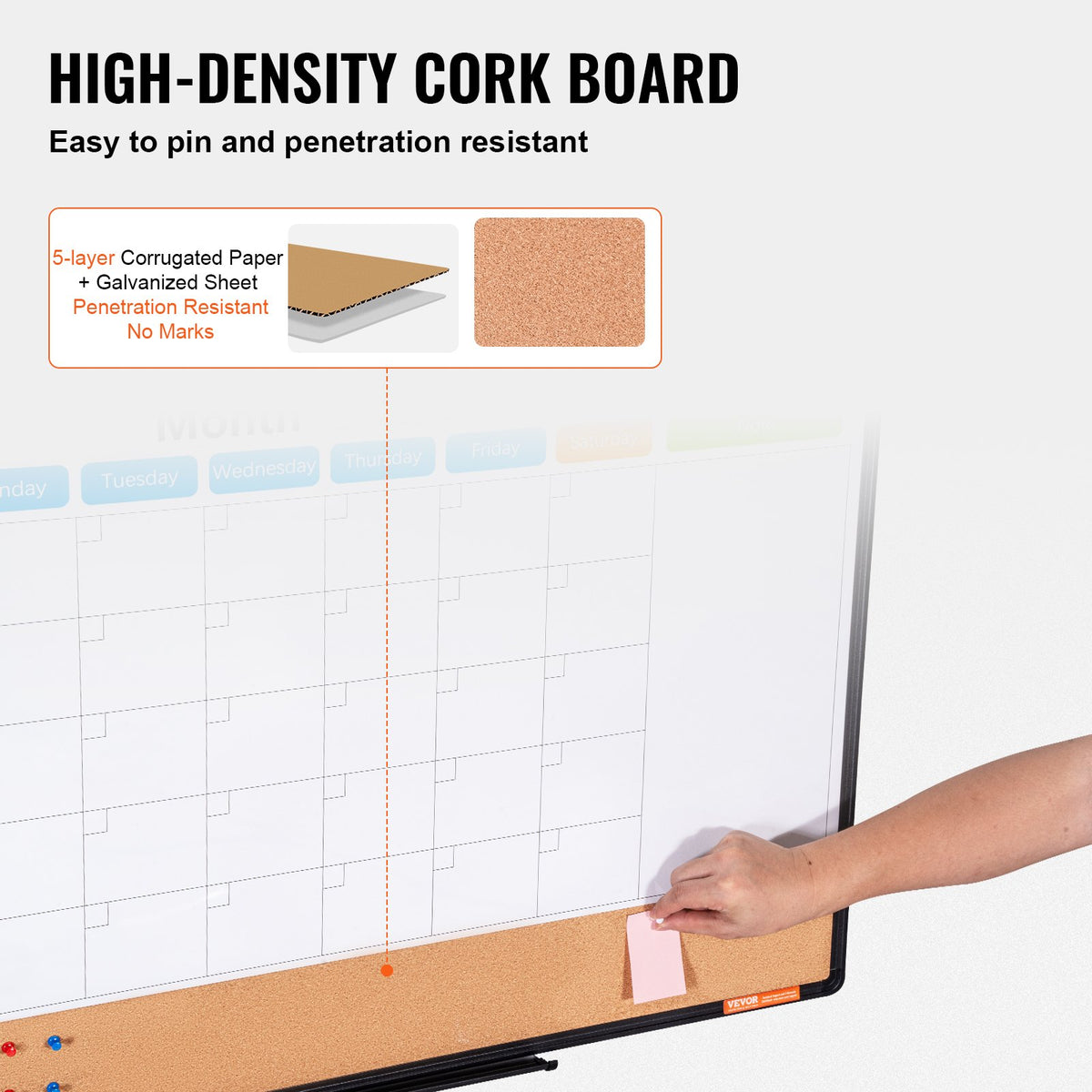 36'x 24' Monthly Calendar Whiteboard & Cork Board Combo With Aluminum