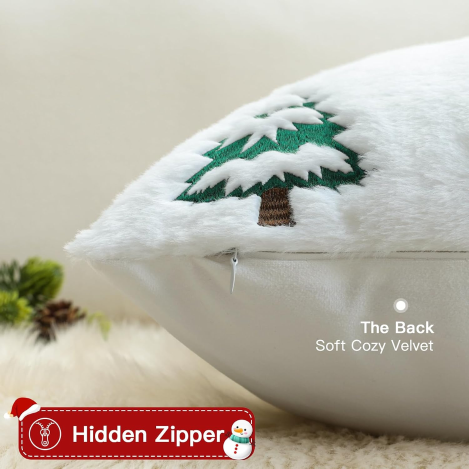 Christmas Throw Pillow Covers 18x18 Set Of 2-White