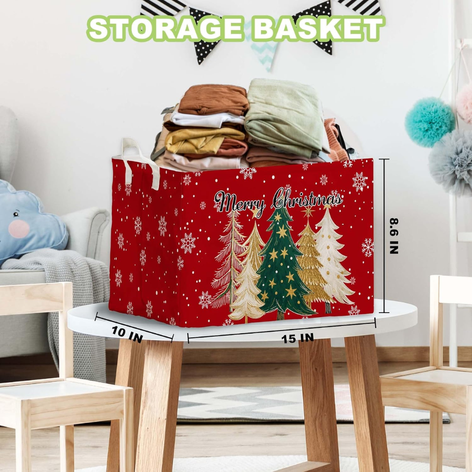 Classic Tree Snowman Christmas Storage Baskets, Empty Gift Baskets