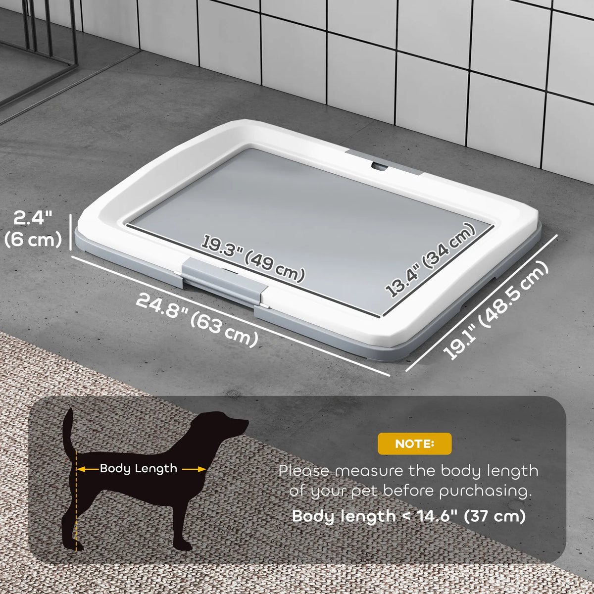25" X 19" Pee Pad Holder, Dog Potty Tray For Indoor Outdoor, Easy