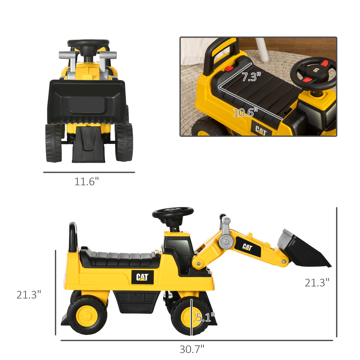 Caterpillar CAT Licensed Kids Ride On Excavator No Power Construction