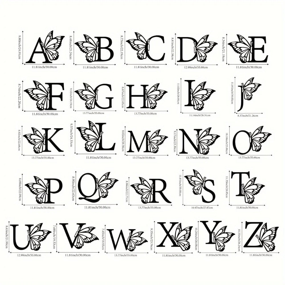 1pc Butterfly & Monogram Metal Wall Art Sign - Custom All Letters