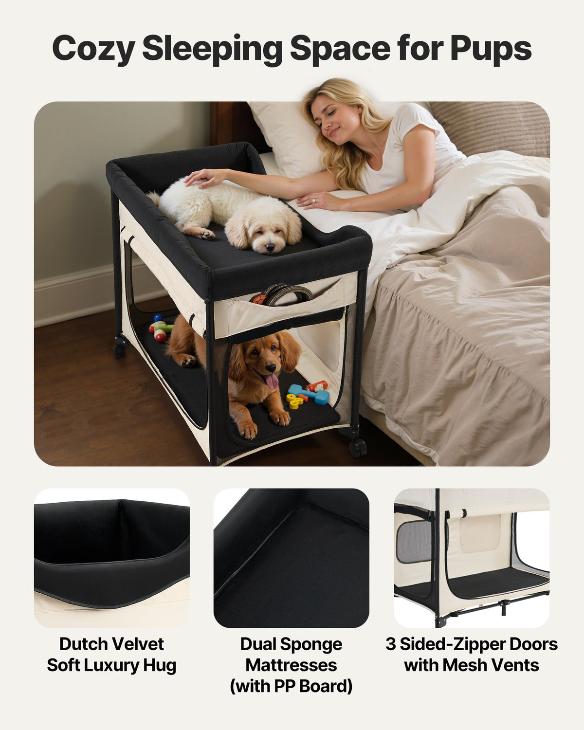 Elevated Lounge Pet Bed, Foldable Bunk Dog Bed With 600D Oxford Cloth
