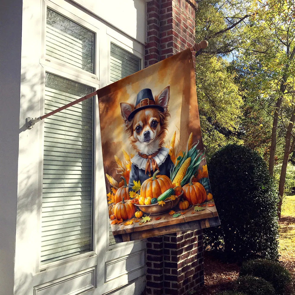 Chihuahua Thanksgiving House Flag Large Porch Sleeve Pole Decorative