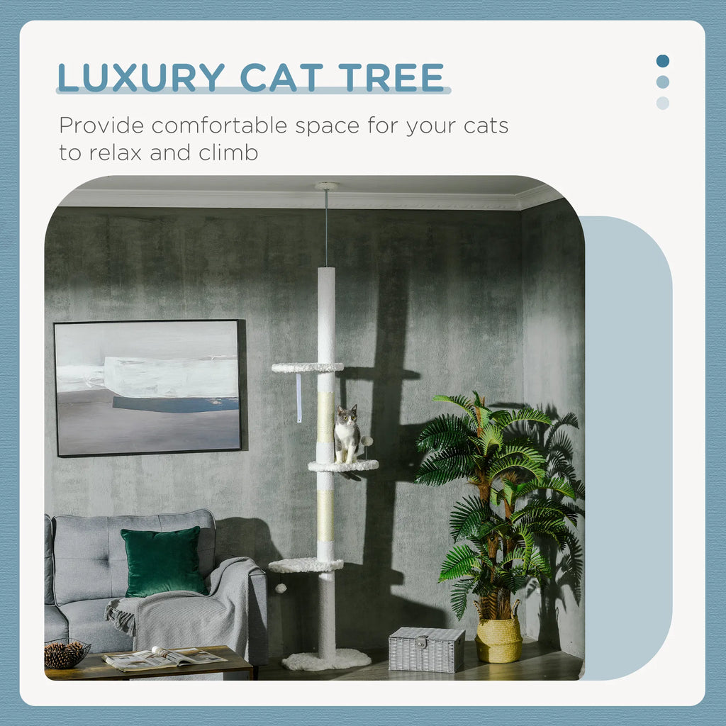 88.5"-100.5" Floor To Ceiling Cat Tree, Cat Tower With Scratching Posts
