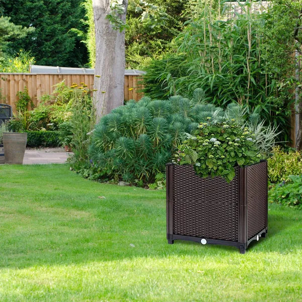 Raised Garden Bed With Self-watering System Rectangle Garden Planter