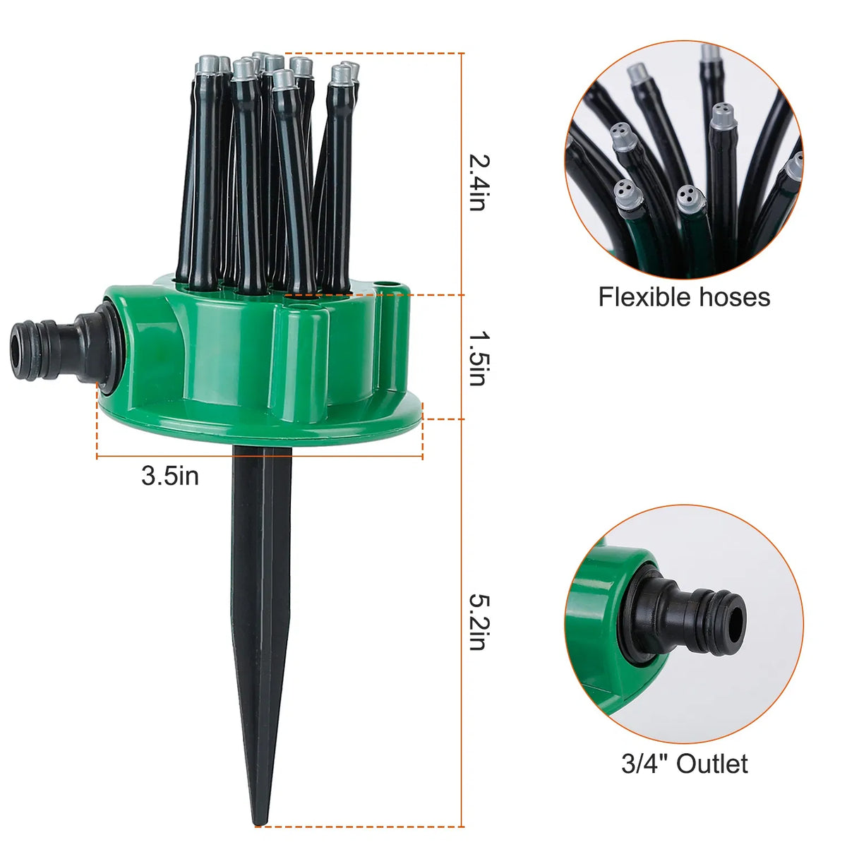 360° Flexible Lawn Sprinkler Automatic 12 Tubes Garden Water Irrigation