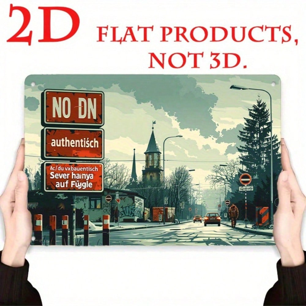 Retro Metal Sign Vintage Road Cars 2D Flat, Street Graffiti Tin Decor