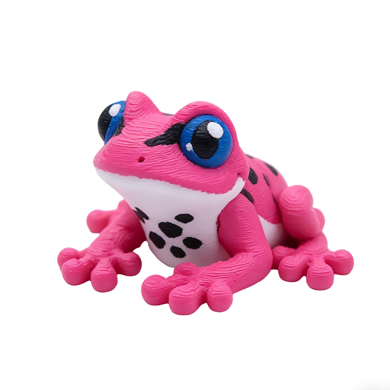 3D Printed 4PCS Colorful Frog Figurines With Pond Display, Articulated