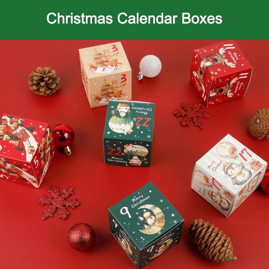 24Pcs Christmas Advent Calendar Boxes, DIY Countdown Gift Set
