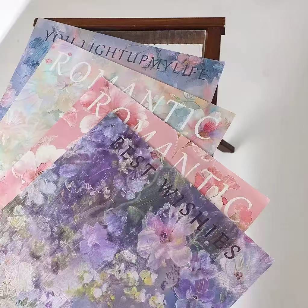 10 Sheet Of Double Sided Flower Wrapping Paper