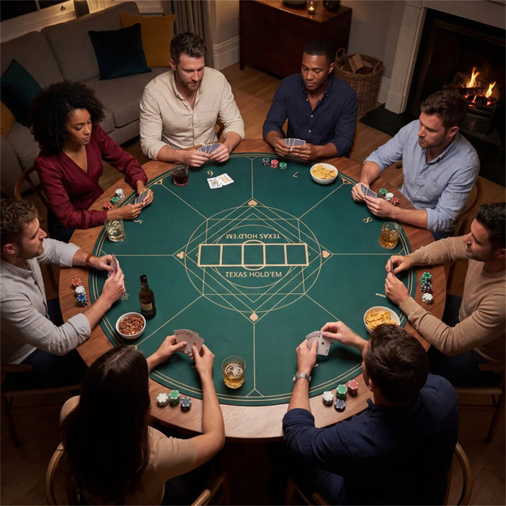 40" Round Foldable Poker Table Top Mat With Non-slip Rubber Base
