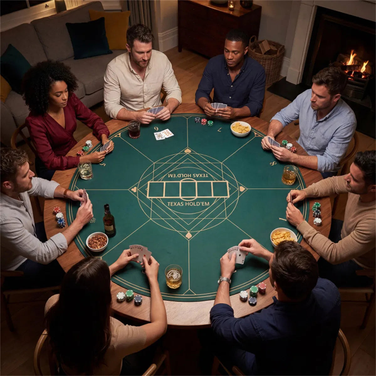 40" Round Foldable Poker Table Top Mat With Non-slip Rubber Base
