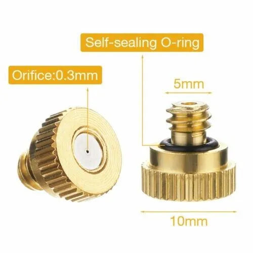 20x Brass Misting Nozzles Mister Sprinkler Outdoor Cooling System