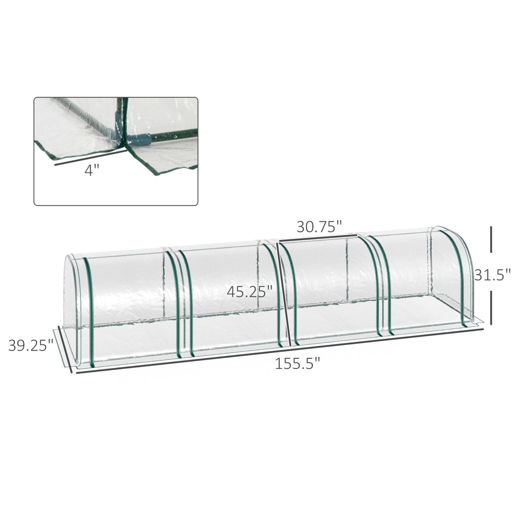 Portable Tunneled Greenhouse With 4 Zippered Doors, Water UV Fighting